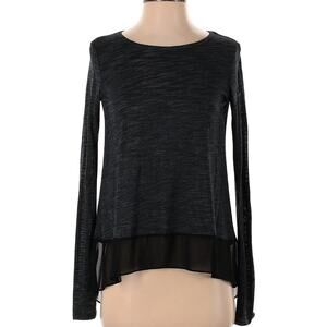 BCBG Max Azria Lace Panel Black Long Sleeve Shirt S Knit Top  Women Blouse0